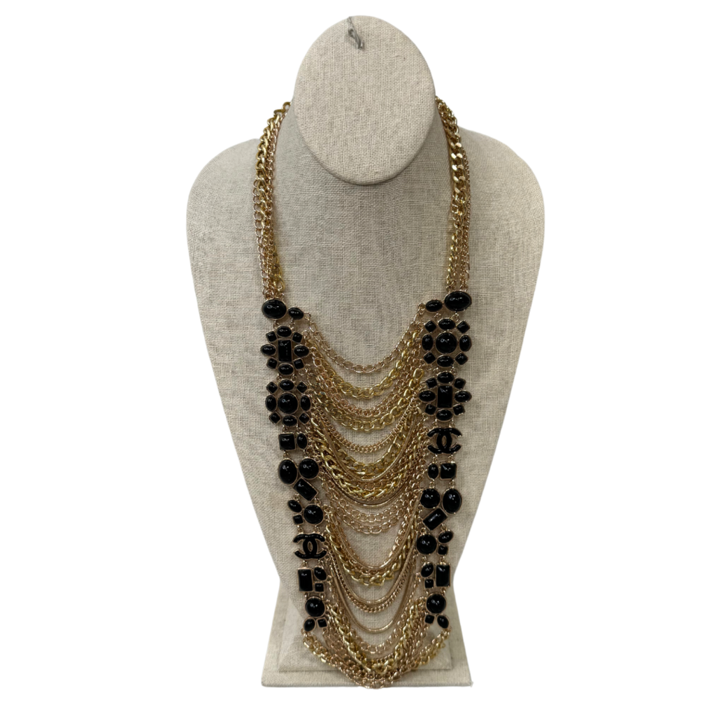 Chanel Multi Gold Black Onyx Necklace FP