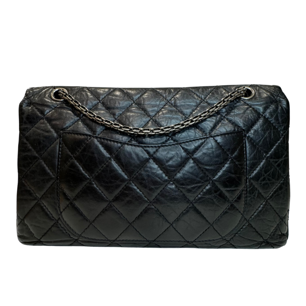 Chanel Black Aged Calfskin Reissue 2.55 Double Flap Silver HW 2009-2010