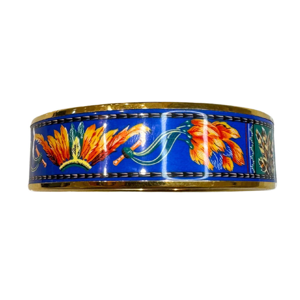 Hermes Enamelled Bangle Blue/Red/Orange