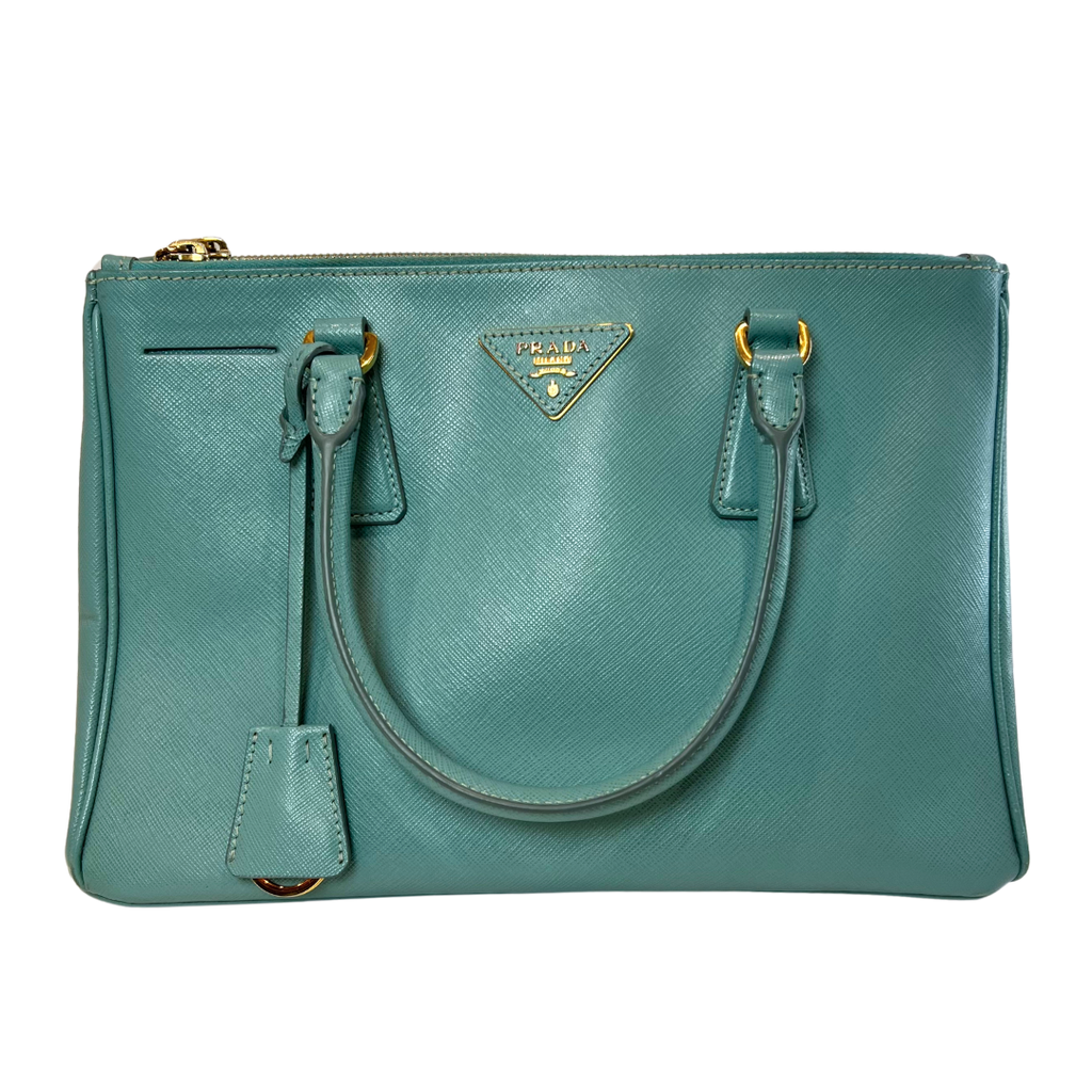 Prada Teal Saffiano Medium Galleria Tote