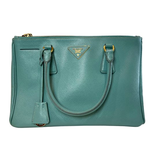 Prada Teal Saffiano Medium Galleria Tote