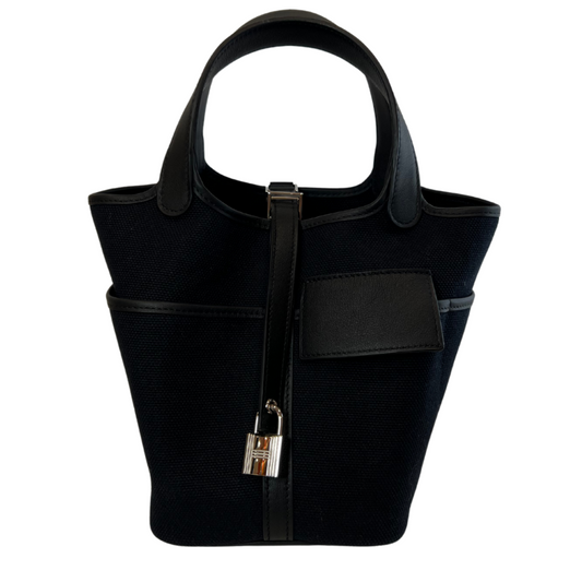 Hermes Picotin Black Cargo 18CM Palladium HW