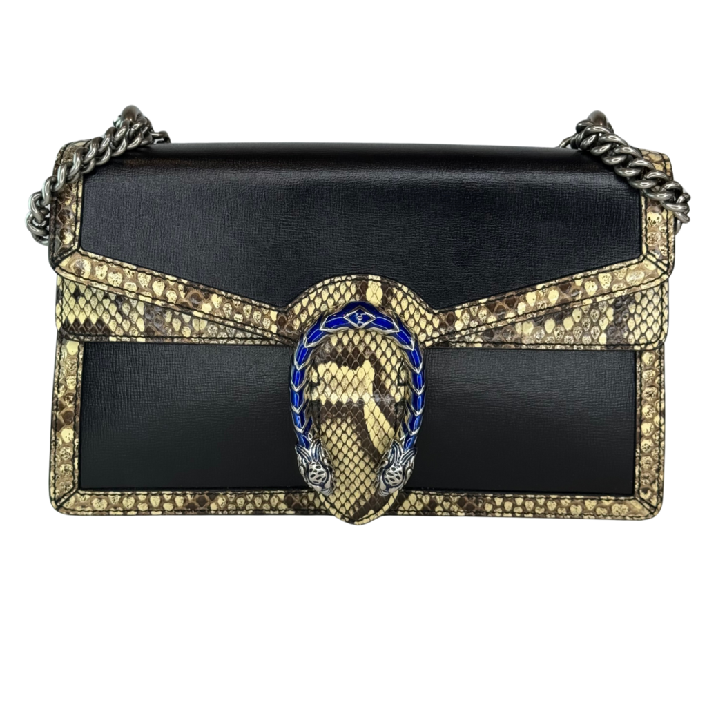 Gucci Black Leather Snake Trim Dionysus Bag