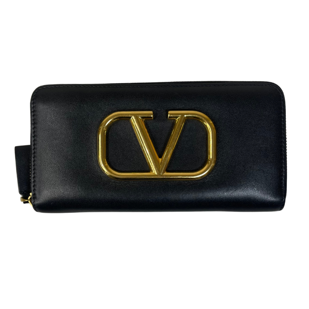 Black Continental Gold V Logo Wallet