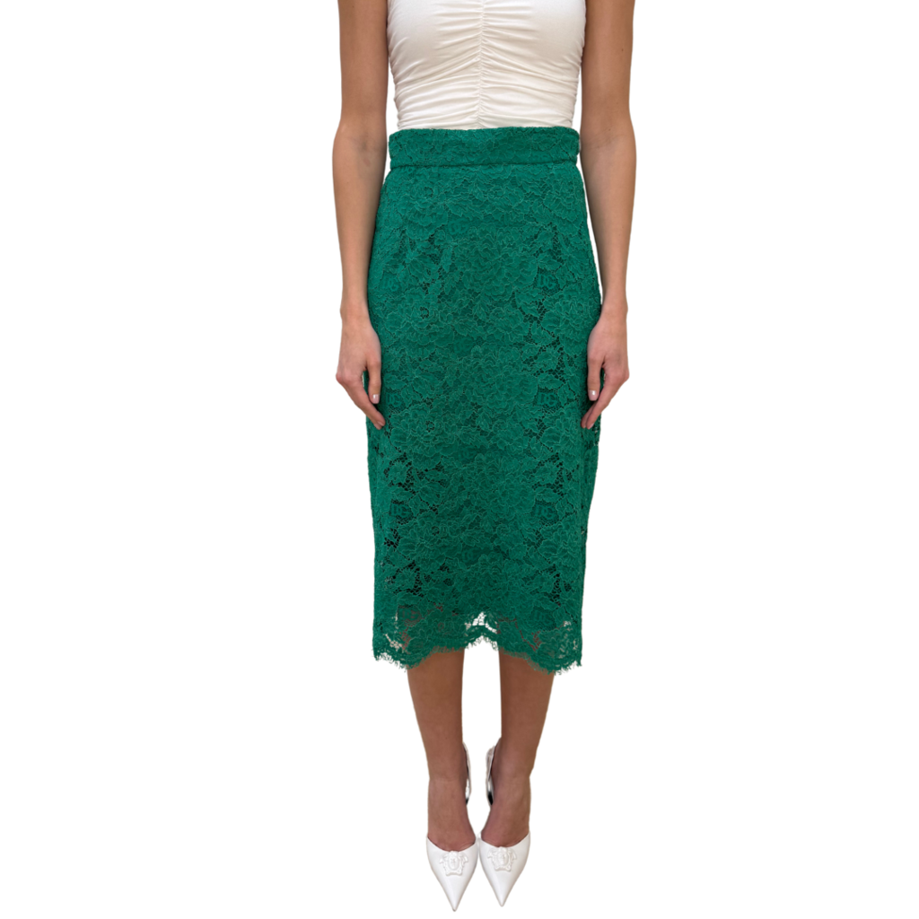 Dolce & Gabbanna Green Lace Skirt