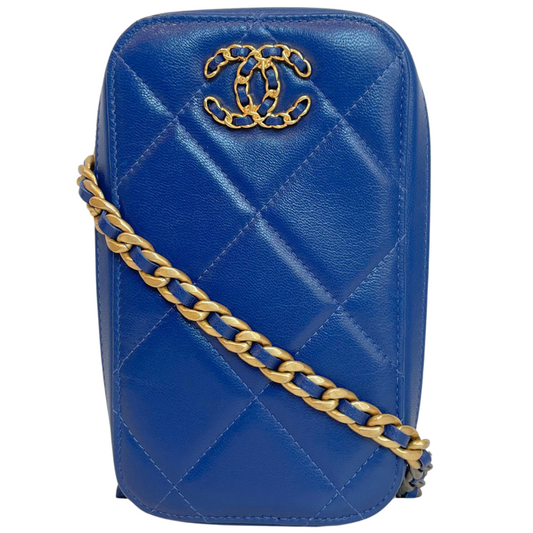 Chanel Blue Lambskin 19 Phone Bag 2020