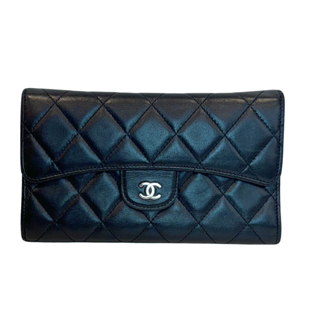 Chanel Black Lamb Matelasse Coco Mark Wallet 2009-2010