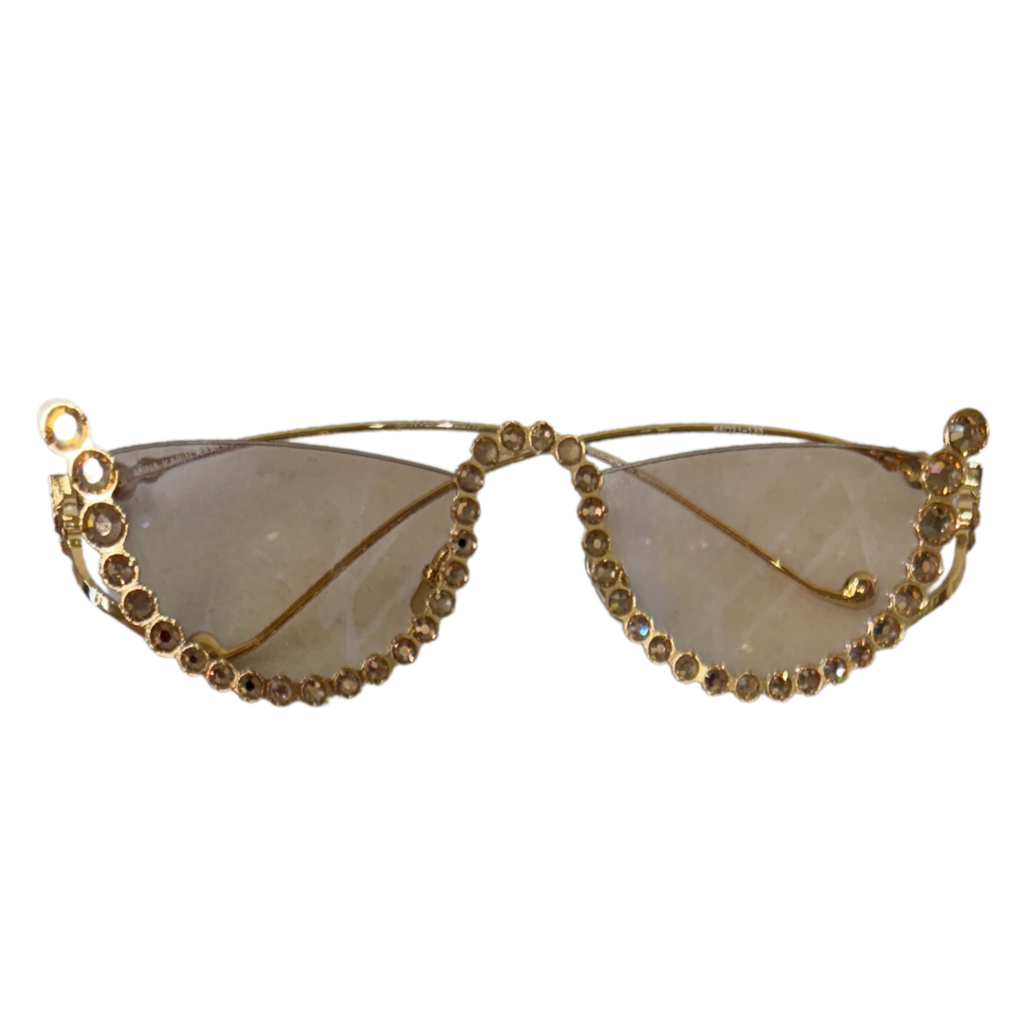 Tan Crystal Cateye Sunglasses