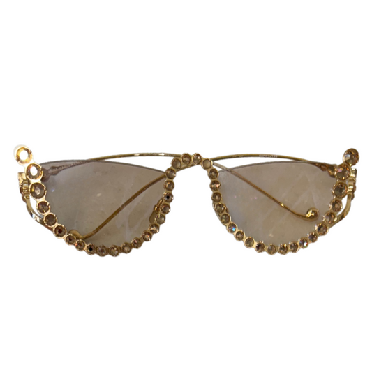 Tan Crystal Cateye Sunglasses