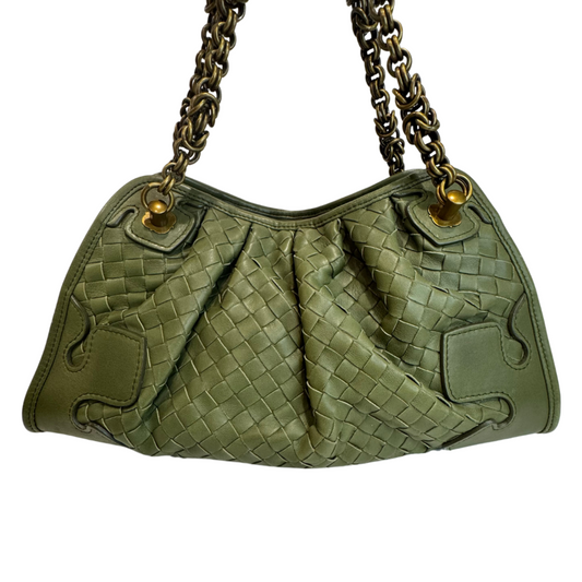 Bottega Veneta Green Intrecciato Shoulder Bag