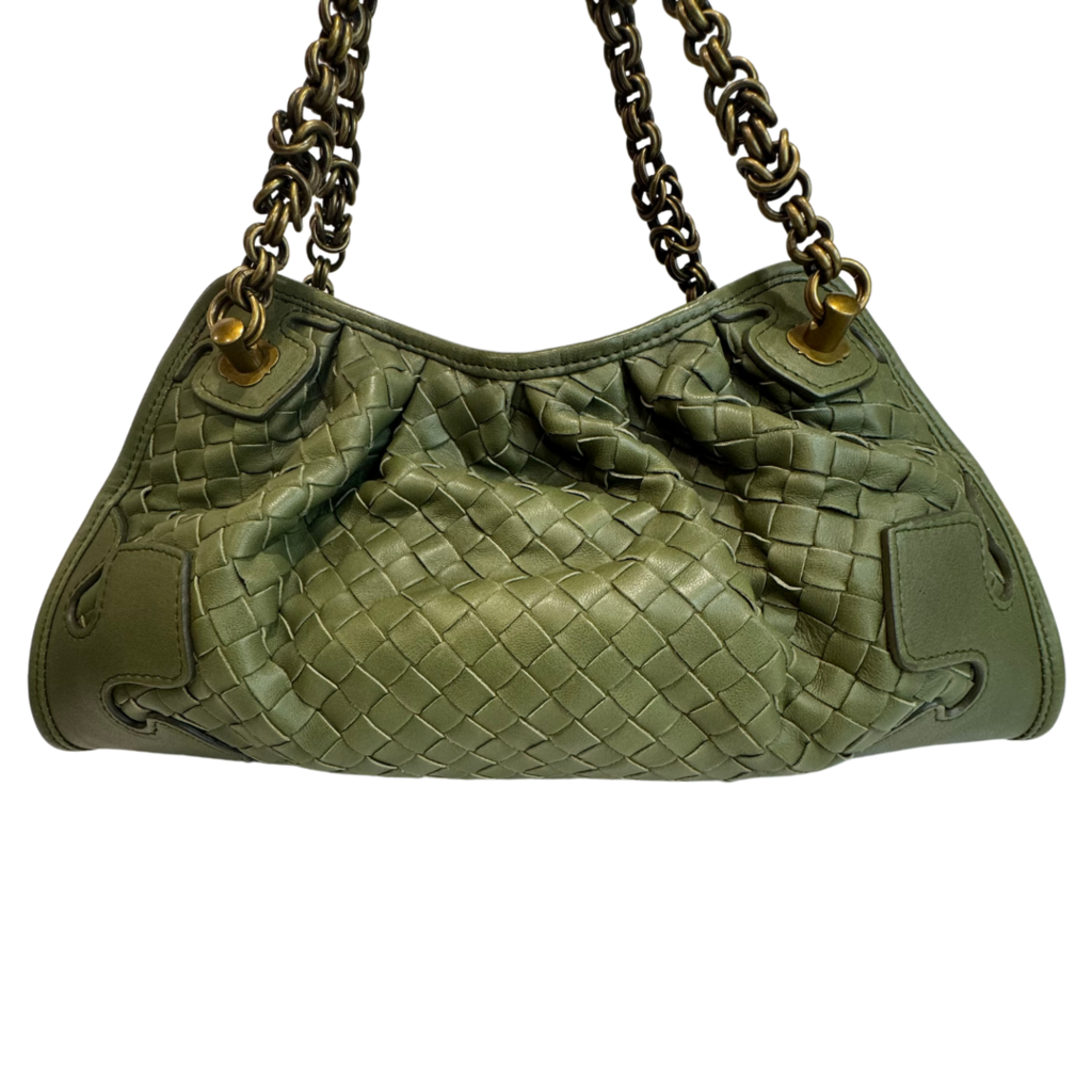 Bottega Veneta Green Intrecciato Shoulder Bag