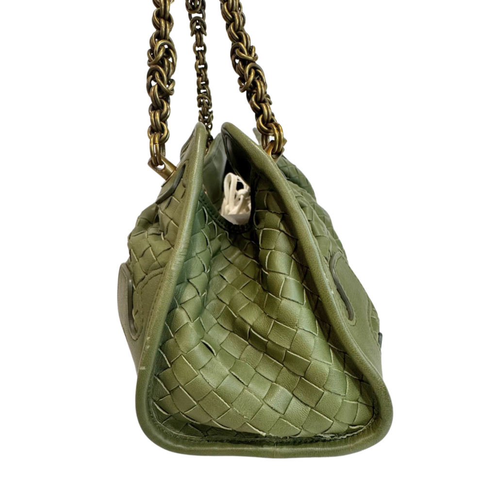 Bottega Veneta Green Intrecciato Shoulder Bag