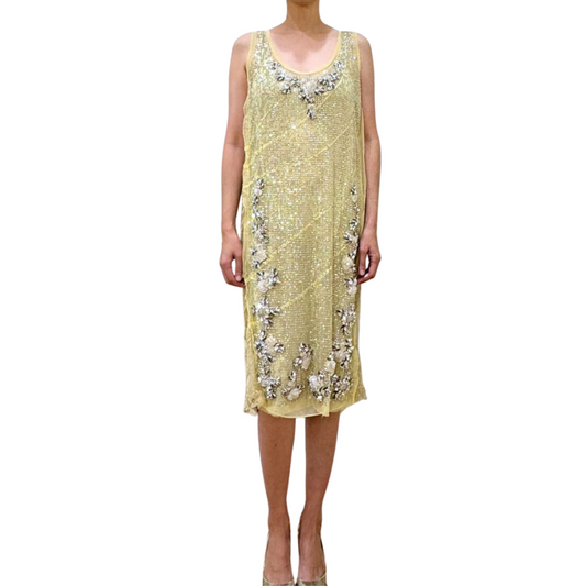 Miu Miu Yellow Sparkle Embellished Dress, 42