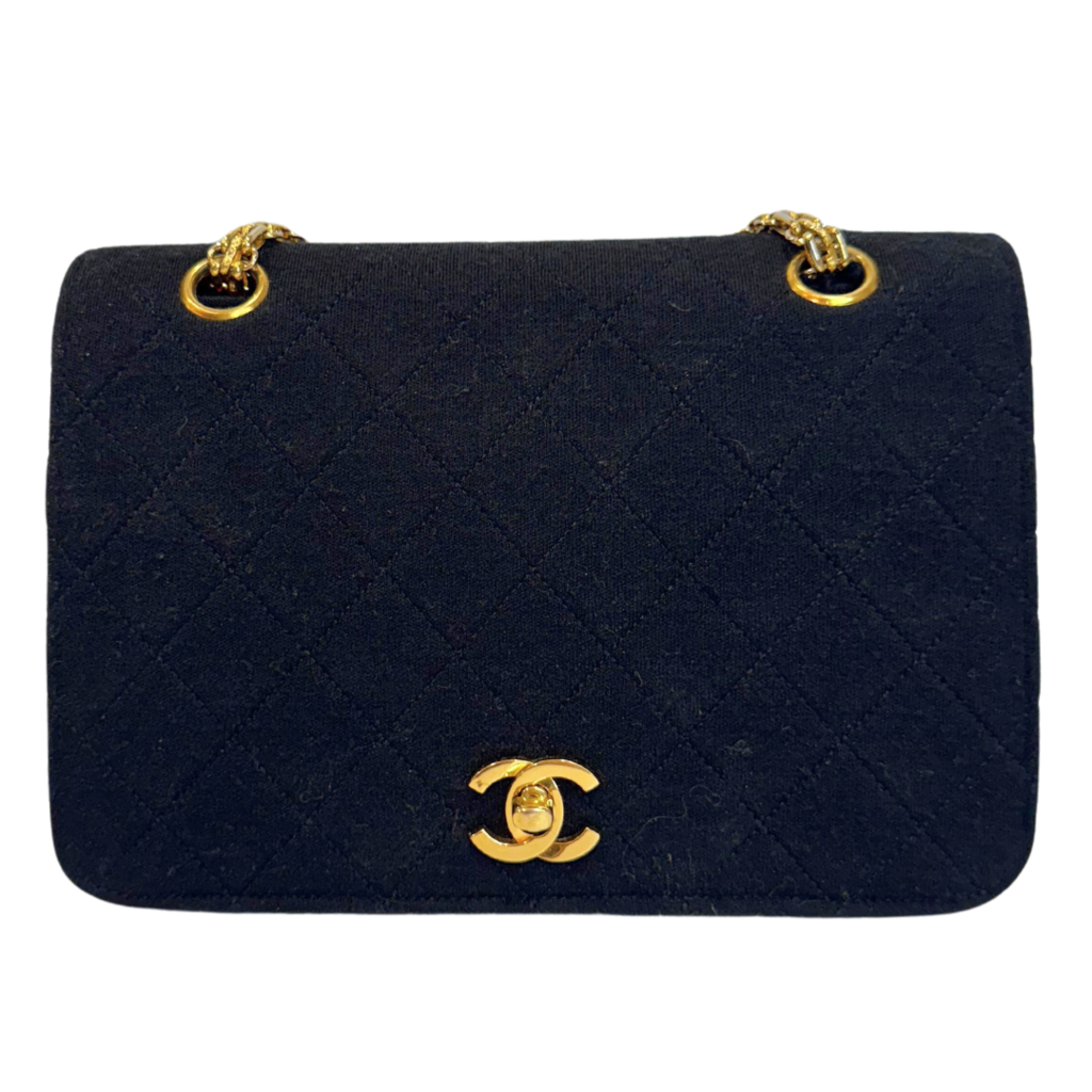 Chanel Black Matelasse Cotton Hardware Shoulder Bag