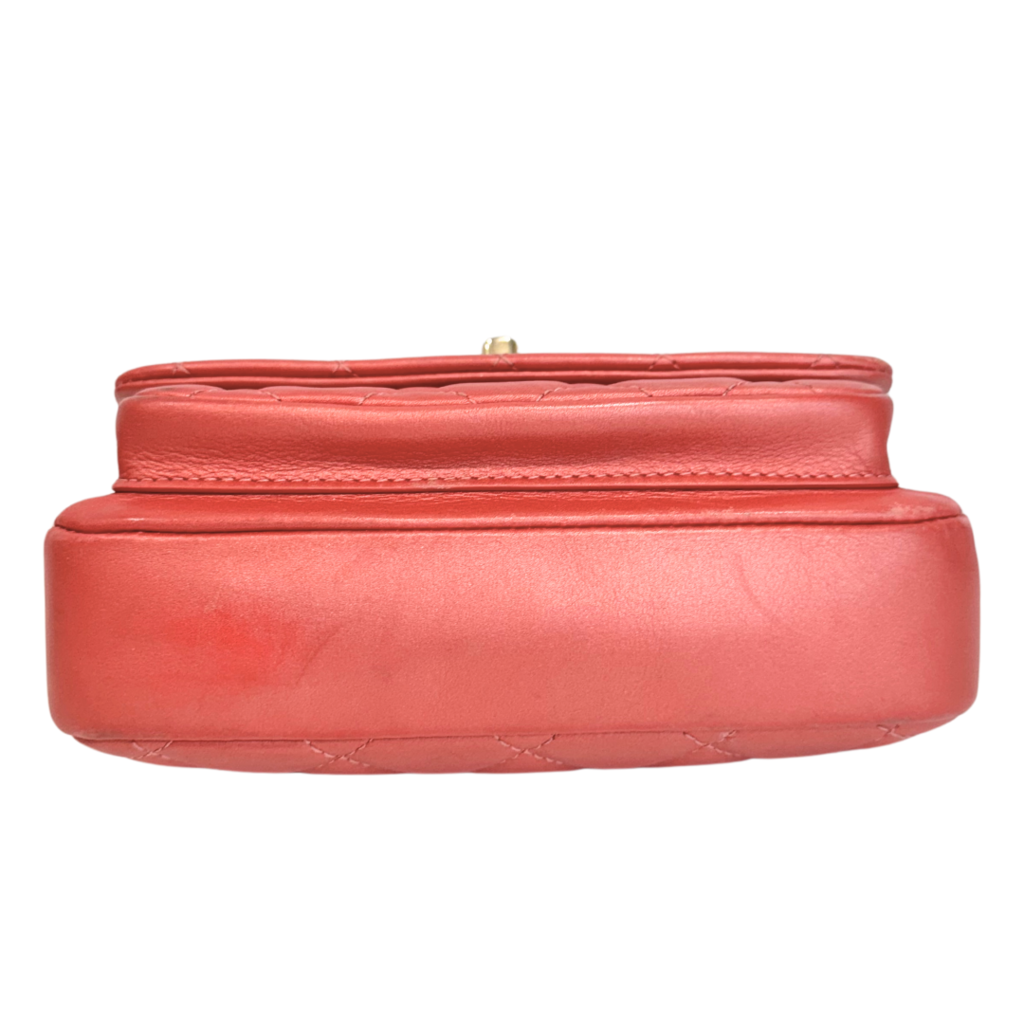 Chanel Red Lambskin Mini Top Handle Flap