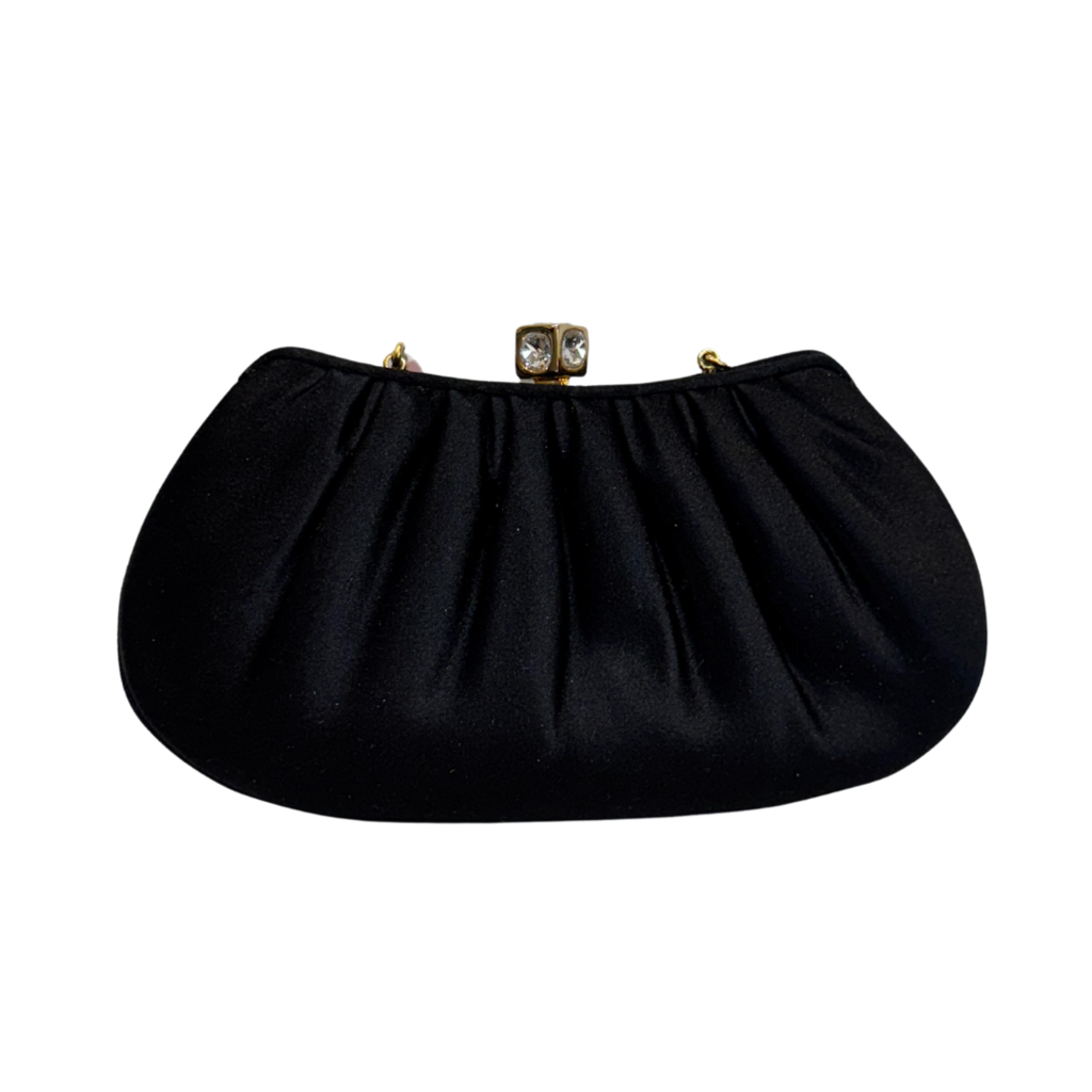 Judith Leiber Black Satin Crossbody