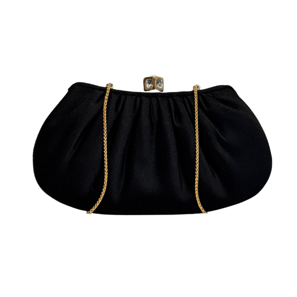 Judith Leiber Black Satin Crossbody