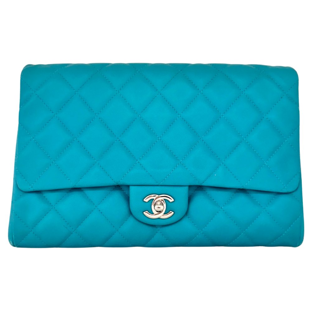 Chanel Blue Lambskin Clutch on Chain