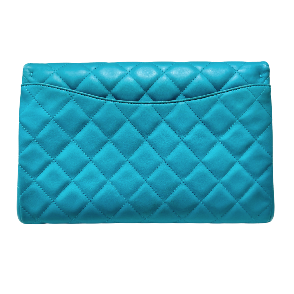 Chanel Blue Lambskin Clutch on Chain