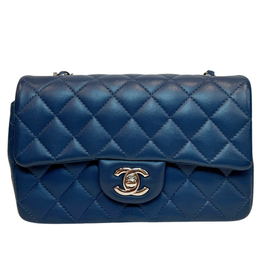 Chanel Blue Mini Matelasse Single Flap Bag