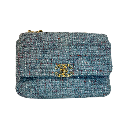 Chanel Blue Tweed 19 Chain Shoulder Bag