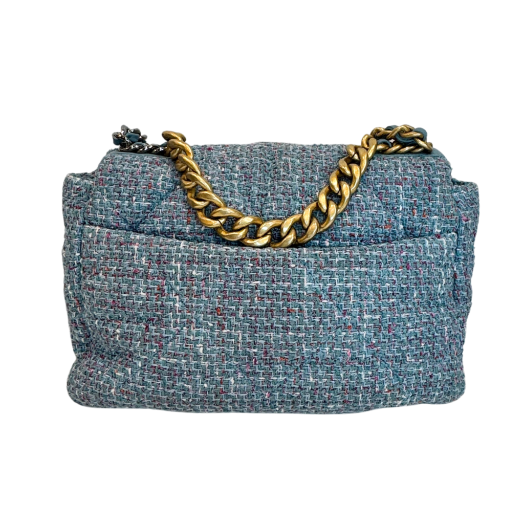 Chanel Blue Tweed 19 Chain Shoulder Bag