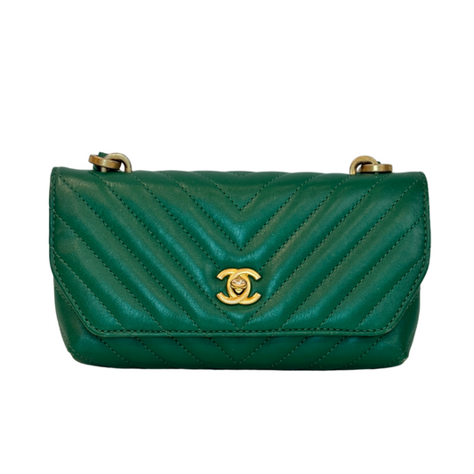 Chanel Mini Green Chevron Bag