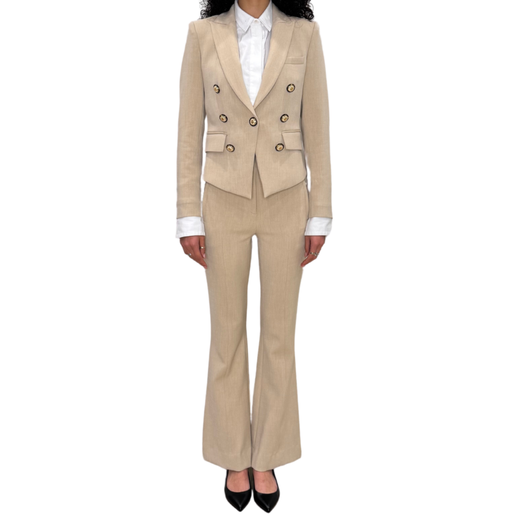 Veronica Beard Tan Poly Blend Pant and Blazer Suit Set, 00