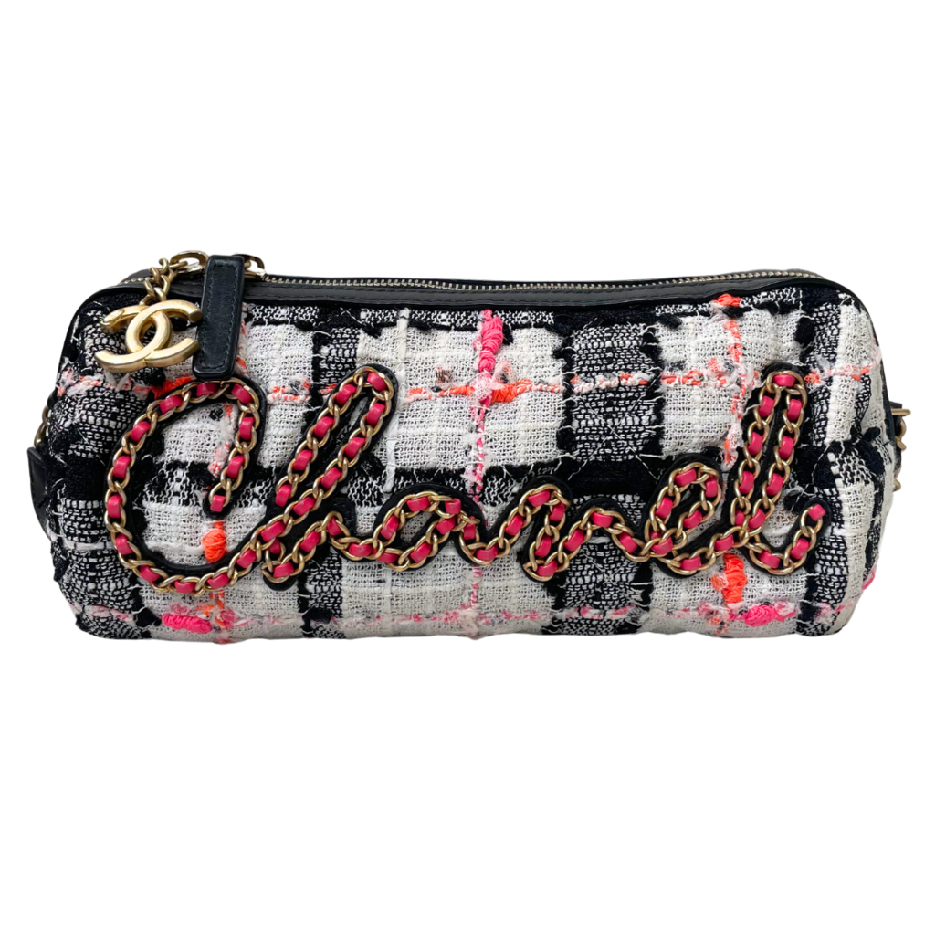 Chanel Black White & Pink Tweed Crossbody