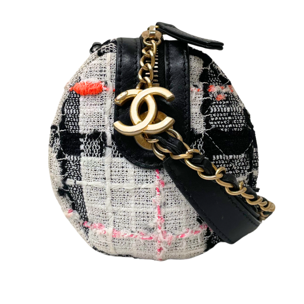 Chanel Black White & Pink Tweed Crossbody