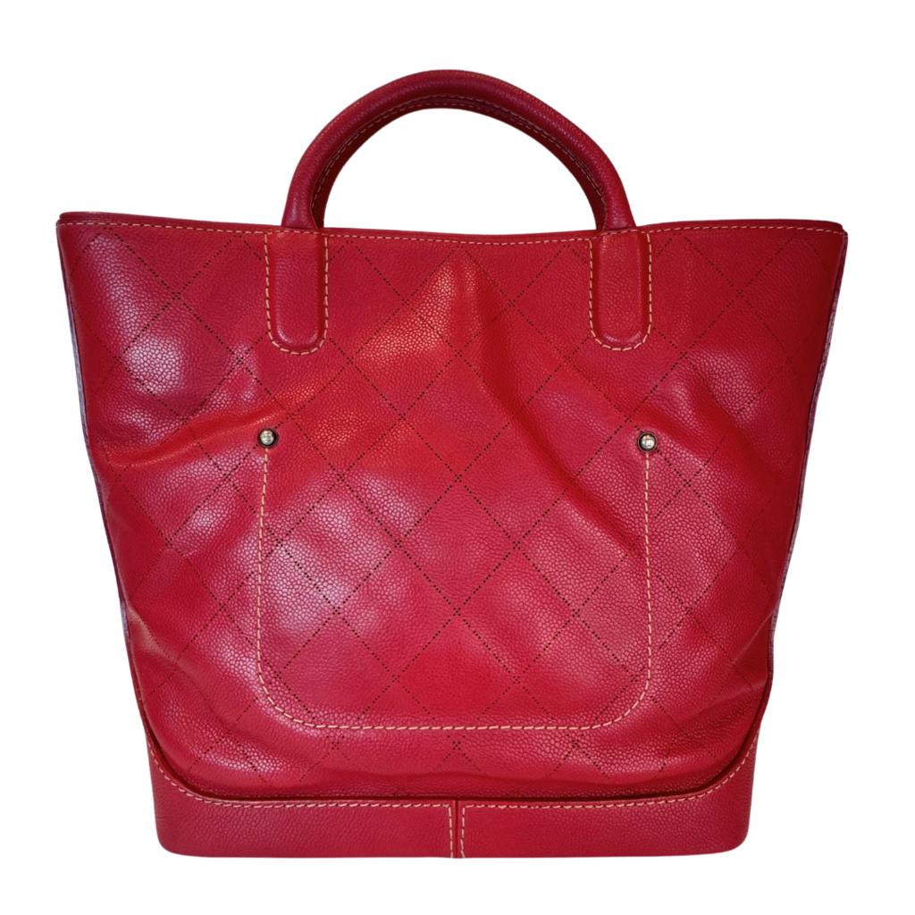 Chanel Red Tote with Ruthenium Hardware