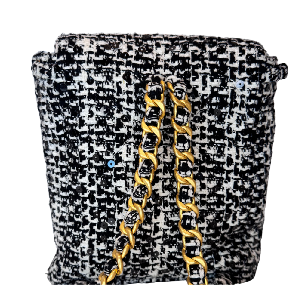 Chanel Black and White Tweed Duma Backpack