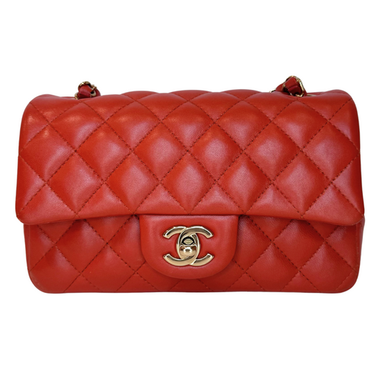 Chanel Red Lambskin Single Flap Small