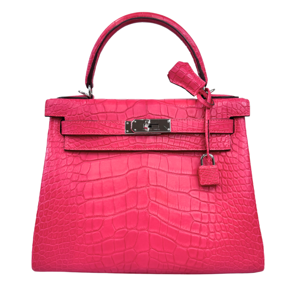 Hermes Kelly Miss. Alligator Matte Rose Extreme 28