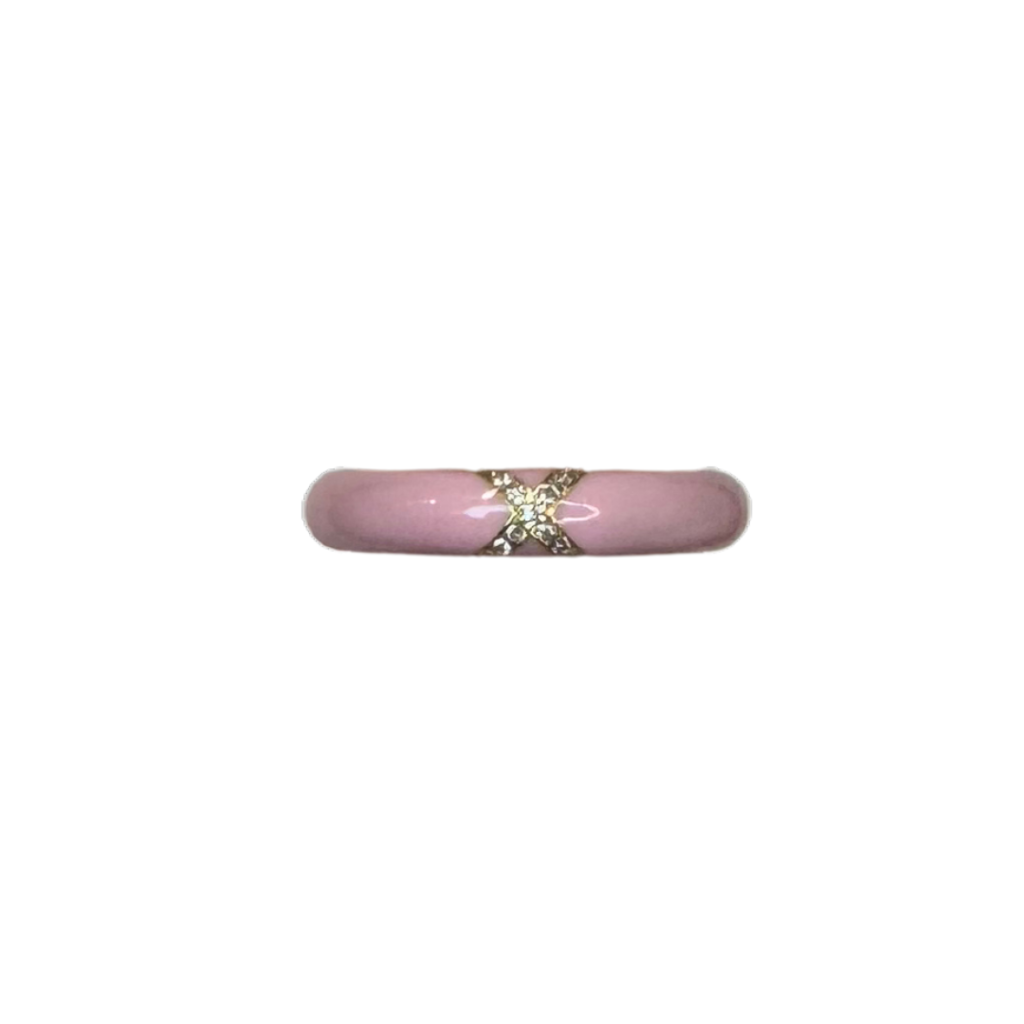 Bei Tesori Pink Enamel Ring Thin