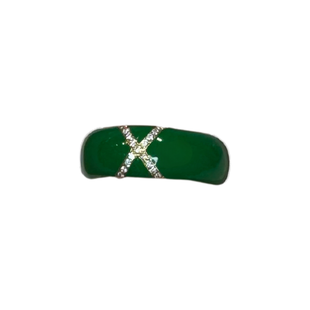 Bei Tesori Enamel Ring Green Wide