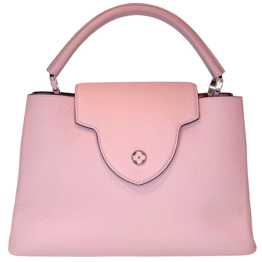 Louis Vuitton Pink Leather Capucine Top Handle GM