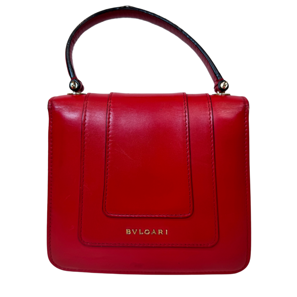 Bulgari Red Leather Serpenti 2 Way Bag