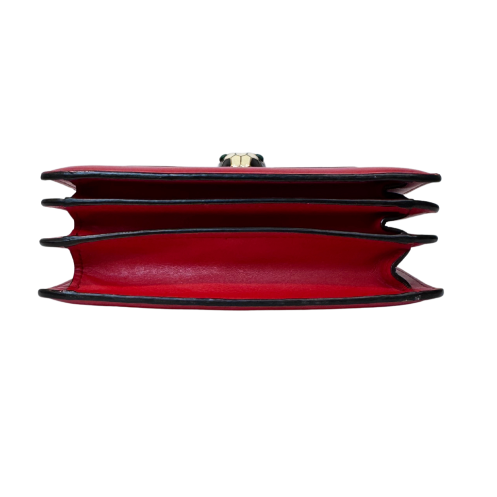 Bulgari Red Leather Serpenti 2 Way Bag