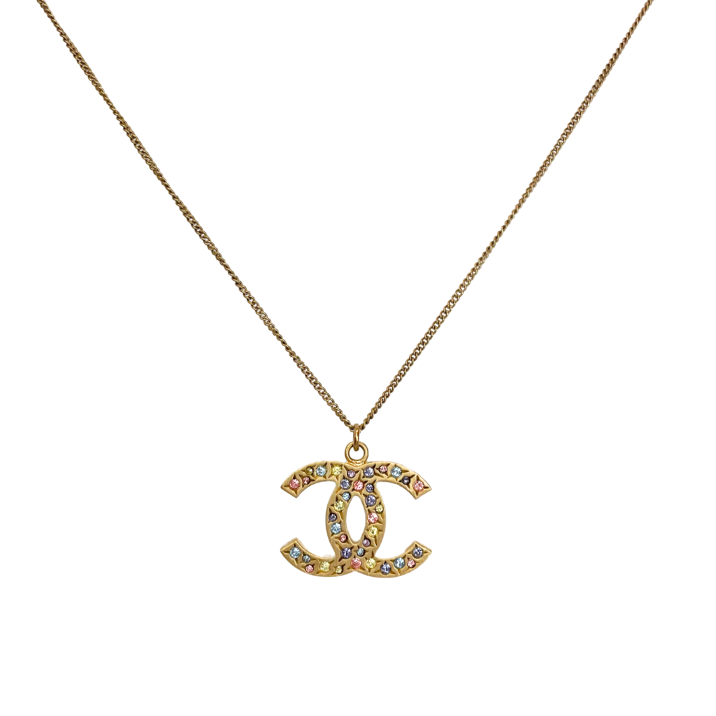 Chanel Multi Color Coco Mark Necklace