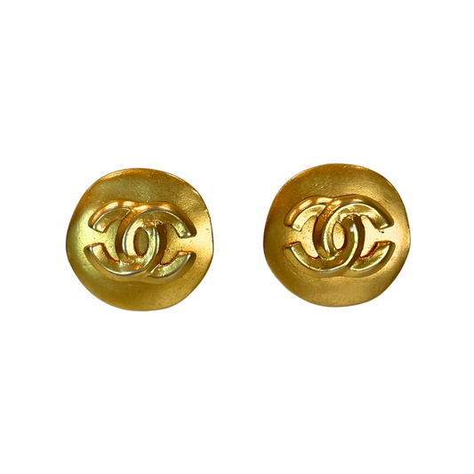 Gold Circle CC Coco Mark Earrings