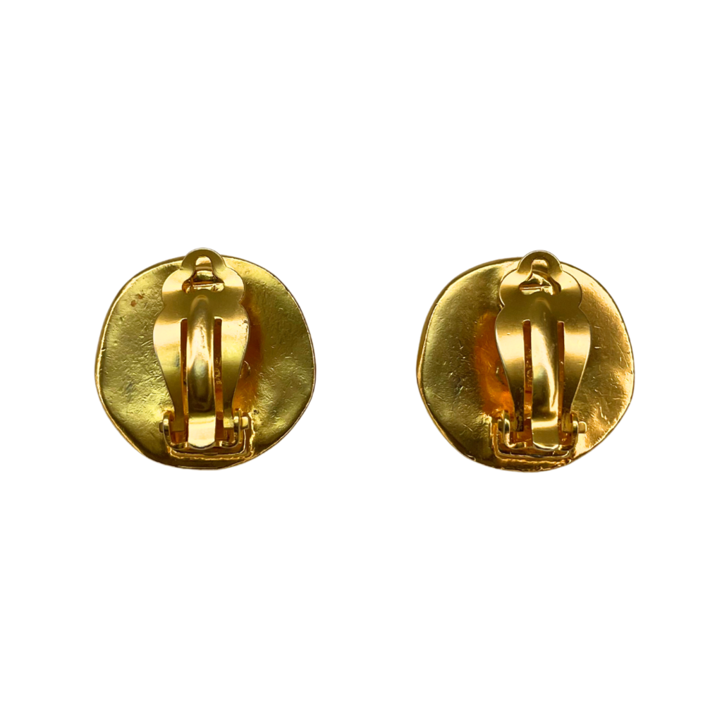 Gold Circle CC Coco Mark Earrings