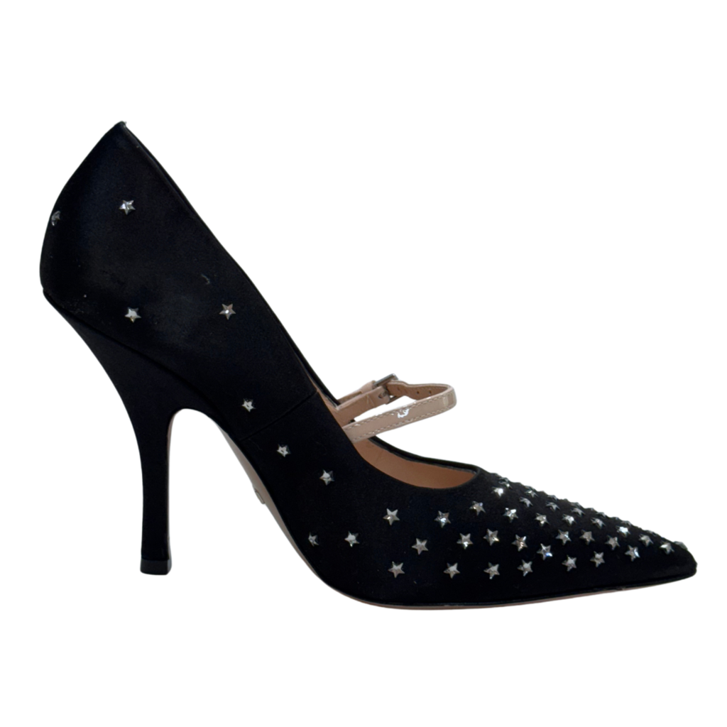 Gucci Black Satin Star Embellished Pumps, 35.5