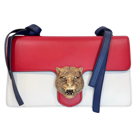 Gucci Red and White Tiger Flap Bag