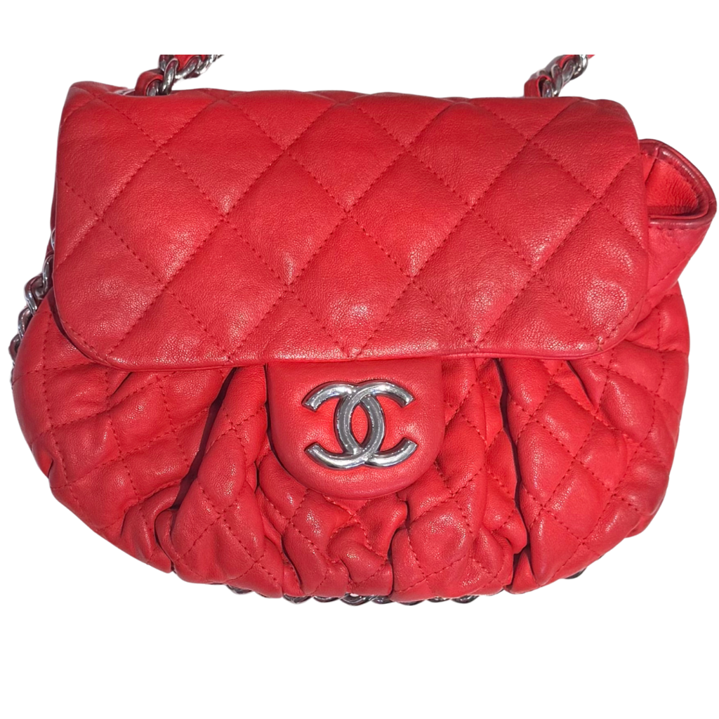 Chanel Red Matelasse Chain Shoulder Bag