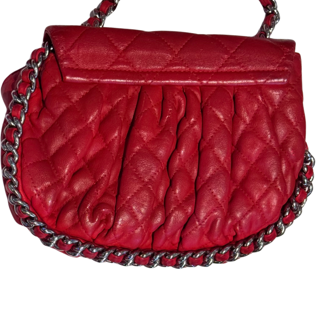 Chanel Red Matelasse Chain Shoulder Bag