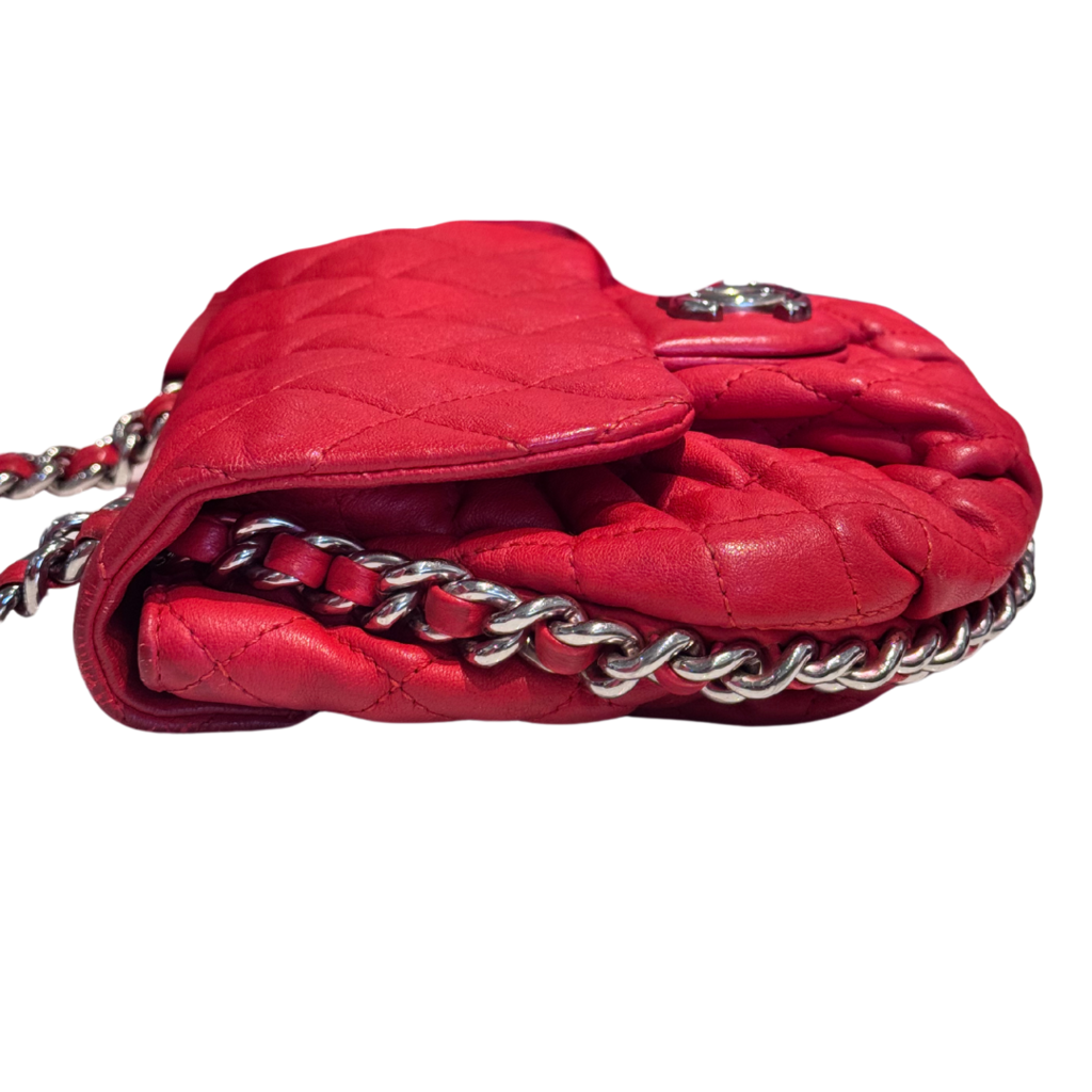 Chanel Red Matelasse Chain Shoulder Bag