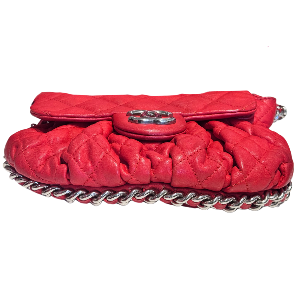 Chanel Red Matelasse Chain Shoulder Bag