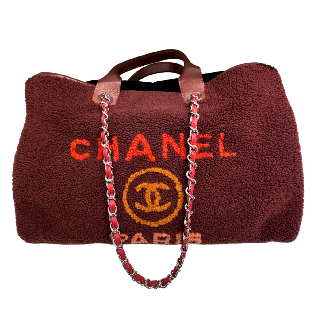 Chanel Burgundy Sherpa Deauville GM