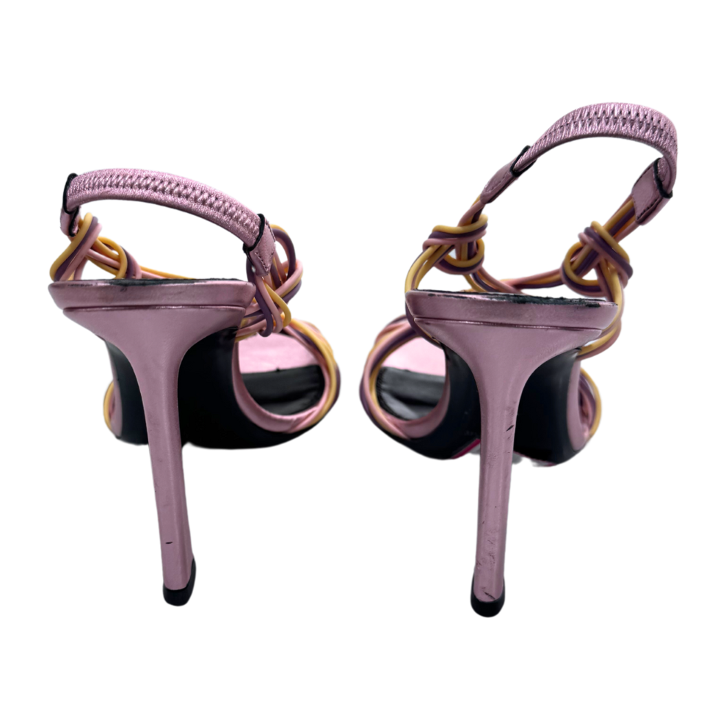 Saint Laurent Pink Metallic Rubber Strap Sandal, 39